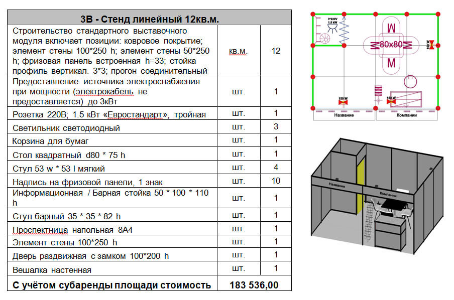 3В - Стенд линейный 12кв.м.